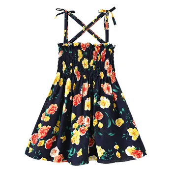 2021 Çocuk yaz elbisesi Kızlar İçin Bohemia Çiçek Sling Serin pamuklu elbiseler Çocuk Kolsuz Sundress Giyim 2 3 4 5 6 Yıl