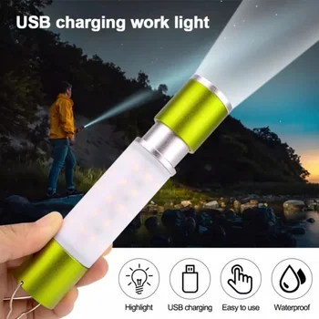 USB Şarj Edilebilir Asılı El Feneri Zumlanabilir Alüminyum alaşımlı LED el feneri Kamp çadır ışığı El Feneri Açık Gece Lambası