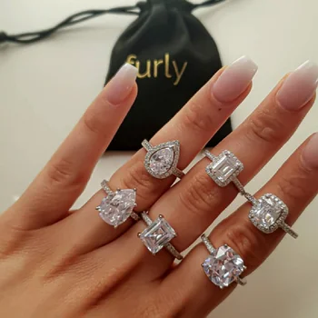 30 stil El Yapımı Gümüş Renk Nişan alyanslar Kadınlar için yüzük seti band parmak promise Takı gelin kişiselleştirilmiş