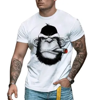 Yaz Yeni Orangutan 3D Baskılı T-Shirt erkek giyim Komik Rahat Nefes Okul erkek Kısa Kollu Komik t Shirt erkekler