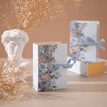 Avrupa tarzı Basit Kitap Şekli Hediye Kutusu Yaratıcı Kraft Kağıt DIY Hediye Şeker Kutusu Parti Malzemeleri Dekorasyon Hediye şeritli kutu