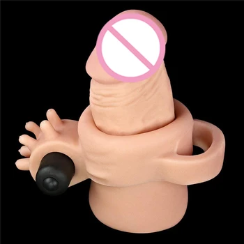 Yeniden kullanılabilir Penis Kollu Vibratör Genişletici Gerçekçi Penis Prezervatif Silikon Uzatma Seks Oyuncak Erkekler için Horoz Büyütücü Prezervatif Gecikme