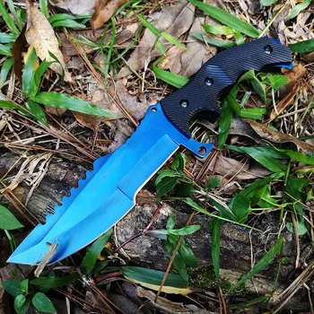 Taktik Avcılık kamp bıçağı, Rambo Bowie Düz Sabit Bıçak Bıçaklar, Gökkuşağı / Mavi/Altın / Siyah Titanyum Seçmek için