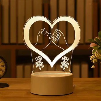 Romantik Aşk 3D Lamba Kalp şeklinde Balon Akrilik LED Gece Lambası Dekoratif Masa Lambası sevgililer Günü Sevgiliye Eşi hediye