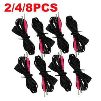 2/4/8 adet Yedek Elektrot Kurşun Teller Standart Pin Bağlantı Kabloları 2mm Tens / Ems Masaj Dijital Terapi Makineleri