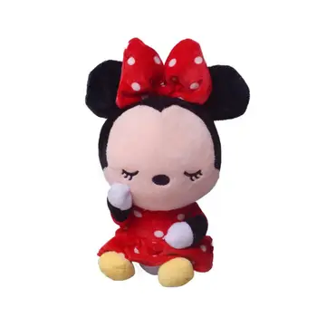 Disney 12Cm Uyku Şaşı Minnie Mouse anahtar zincirleri Kawaii Dikiş Peluş Bebek Kolye Dekorasyon Çantası Kızlar için Hediyeler Çocuk