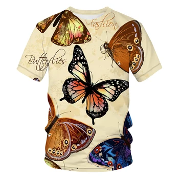En son 3D kişilik erkek ve kadın üstleri Serin kelebek desen baskılı moda rahat trend çocuk T-Shirt