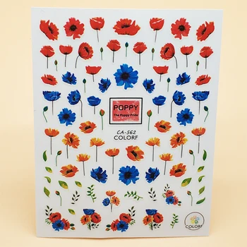 3D Tırnak Sticker Kız Manikür Çıkartmaları dekorasyon çıkartmaları Çivi için Renkli gelincik çiçeği Tasarım Nail Art Sticker Aksesuarları