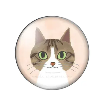 Karikatür Sevimli Kedi Hayvan Boyama 10 adet mix 12mm/16mm/18mm / 25mm Yuvarlak fotoğraf cam cabochon demo düz geri Yapımı bulguları