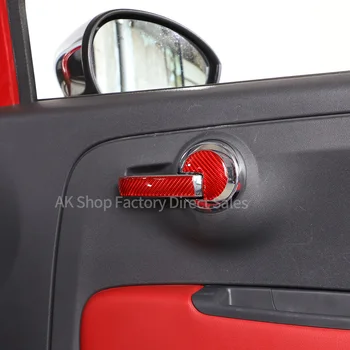 Fiat 500 2011-2019 için Yumuşak Karbon Fiber Araba Kapı Kolu Paneli Dekoratif Sticker Koruma Araba İç Aksesuarları