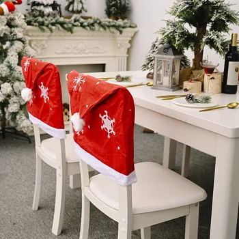 Noel sandalyesi arka kapak kar tanesi Noel Baba Şapka Noel Dekorasyon Ev için Yeni Yıl Dekor Decoracion 2021