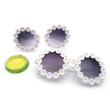 Moda Stil Yuvarlak Çerçeve Çiçekler Güneş Gözlüğü Kadın Retro Plaj Komik güneş gözlüğü Kişiselleştirilmiş Gözlük