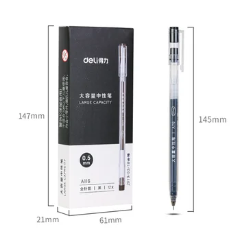DELİ Ucuz Öğe 1 adet Jel Kalem Basit Tam İğne Yazma Kalem 0.5 mm Ofis İmza Siyah Kalemler Kırtasiye Malzemeleri Nötr Kalem