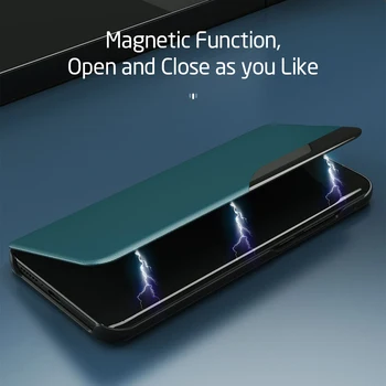 Deri Akıllı Görünüm Penceresi Flip Case Samsung Galaxy A22 5G 6.6 