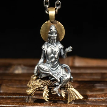 Yeni Retro Buda Kolye Gümüş Kolye Zodyak Avalokitesvara Büyük Gün Tathagata Erkek Ve Bayanlar Kolye Takı Aksesuarları