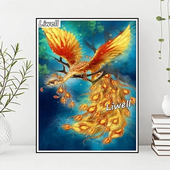 Fantezi Phoenix Kırmızı Kuş Ve Uçan Balık 5d Elmas Boyama Tam Matkaplar Mozaik Çapraz Dikiş İşi Ev Dekor