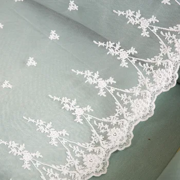 15 Metre Beyaz Çiçek Dantel Trim DIY Giyim Aksesuarları Elbise Dikiş Aplike Fransız Örgü Net Kumaşlar 32 cm 42 cm Genişlik