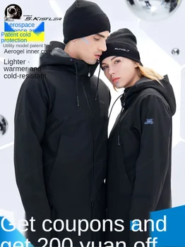 Supield Aerojel Soğuk dayanıklı Mont Kapşonlu Kış Antifriz Rüzgar Geçirmez Çift Ceketler Kış sıcak tutan kaban Düz Renk Giyim