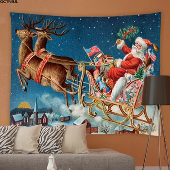 Noel Duvar Asılı Goblen Noel Baba Şömine Geyik Ağacı Oturma Odası Karikatürler Halılar Hippi Yatak Odası Arka Plan Bez