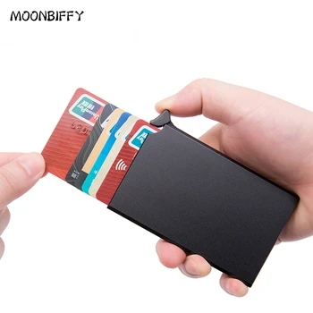 2022 RFID Anti-hırsızlık akıllı cüzdan İnce kimlik kartı Tutucu Unisex Otomatik Katı Metal Banka Kredi kart tutucu İş Mini