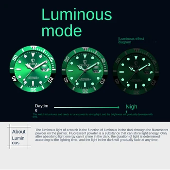 Moda erkek quartz saat Chronograph Su Geçirmez Klasik Altın İzle Paslanmaz Çelik Kayış PK Yeşil Hayalet İzle