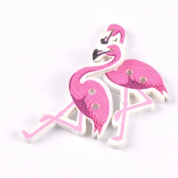 50 Adet Ahşap Düğmeler Çekme Delikli Karikatür Flamingo Dekoratif Düğmeler İğne Çocuk Giysileri DIY Scrapbooking El Sanatları Kaynağı