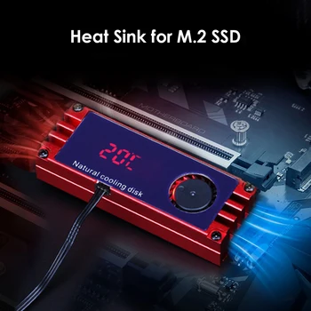 M. 2 SSD Soğutucu Soğutucu Dijital Sıcaklık Göstergesi için Turbo Soğutma Fanı ile 2280 22110 NVMe M2 Katı Hal Sürücü