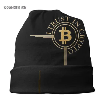 Kaput Şapka Bitcoin BTC Erkek kadın Örgü Şapka Bitcoin Düğme Bitcoin Çapraz Kış Sıcak Kap Kasketleri Termal Elastik Kapaklar