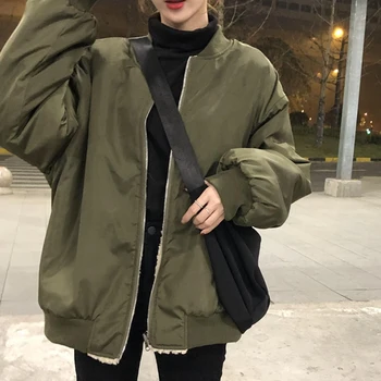 Parkas Kadınlar Kış sıcak Patchwork Kalınlaşma Fermuar Rahat BF Invierno Öğrenci Temel Şık Mujer Giyim Kayısı Paltolar Yumuşak