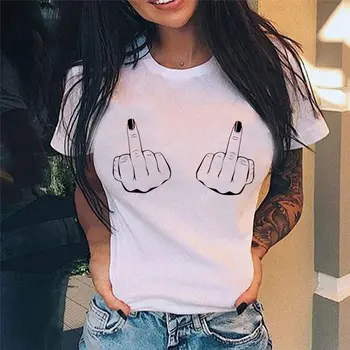 FIXSYS Yeni Geldi Beyaz Punk Kadın T-shirt Komik Grafik Baskılı Kısa Kollu Pembe Tees Tops T Gömlek Kızlar için Gevşek Gömlek