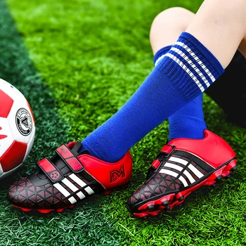 Boyutu 28-38 çocuk futbol kramponları Uzun Başak Kanca ve Döngü Futsal ayakkabı Erkek TF Çim futbol ayakkabıları Çocuklar Sneakers Chuteira Futebol