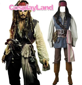 Kaptan Jack Sparrow Kostüm Cosplay karayip korsanları Jack Sparrow Kostüm Yetişkin Erkekler Custom Made Cadılar Bayramı Kostüm Takım Elbise