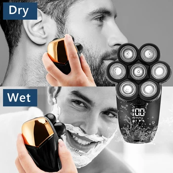 Tıraş makinesi Erkekler İçin 7D Bağımsız 7 Kesici Yüzen Kafa Su Geçirmez Elektrikli erkekler jileti Çok Fonksiyonlu USB Şarj Sakal Düzeltici