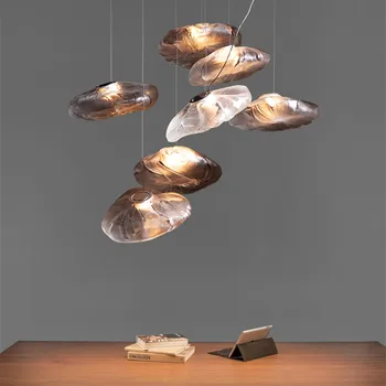 Yarı Sert Kolye lamba Postmodern cam kolye lamba tasarımcısı çoğaltma ışık Yemek Odası Dekorasyon için mutfak ada ışık