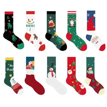 Mutlu Erkek Çorap Noel Ağacı Kar Elk Noel Baba Pamuklu Çorap Sonbahar Kış Noel Kadın Çorap Yeni Yıl Komik Çorap