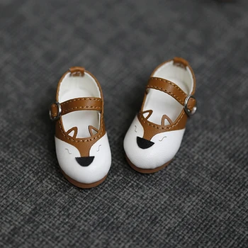 BJD bebek ayakkabıları için uygundur 1/6 moda sevimli yuvarlak burunlu ayakkabı küçük Tilki tasarım küçük yüksek topuklu çok yönlü deri ayakkabı