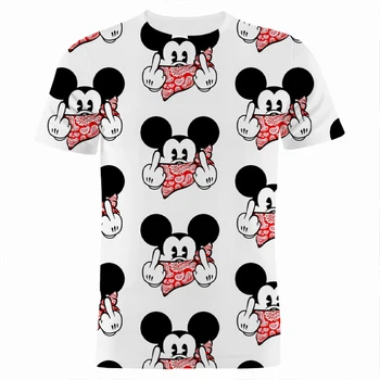 Mickey Mouse Disney 3D erkek T Shirt Yaz Desenhos Animados Anime Çocuk Giyim Moda Streetwear Bayanlar Camisetas