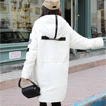 Kore şişme ceket kadınlar Palto Yeni Kış Parka Ceket Kadın Moda Uzun Gevşek Kalınlaşmak Sıcak Kapşonlu Boy Giyim