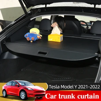 Araba Bagaj Kargo Kapağı Tesla Modeli Y 2021-2022 İçin Arka Bagaj Taşıyıcı Perde Geri Çekilebilir Bölme Gizlilik Aksesuarları