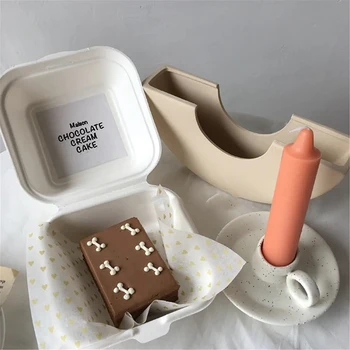 10 adet / grup Kağıt Kek Kutusu Doğum Günü Pastası Düğün Parti İçin Tek Kullanımlık Bento Kutusu Piknik Kutuları Tatlı Fırında Araçları посуда
