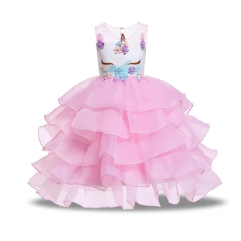 Unicorn Parti Prenses Elbise Doğum Günü Kız Unicorn Elbise Benim Küçük Kızlar Midilli Çiçek Kabarık Communion Elbise Çocuklar At Giysileri