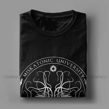Miskatonic Üniversitesi Sigil Erkekler T Shirt Cthulhu Lovecraft Mizah Tees Kısa Kollu O Boyun T-Shirt %100 % Pamuk Artı Boyutu Tops