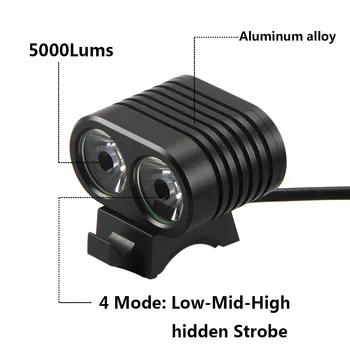 8000LM 2x T6 L2 LED bisiklet ışığı Mini Bisiklet ön ışık Bisiklet el feneri Far şarj Edilebilir 4X8650 pil paketi