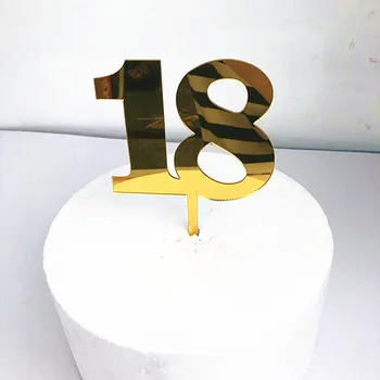 18 Mutlu Doğum Günü Pastası Topper Altın Akrilik Numaraları 18th Cupcake Topper Yıldönümü Erkek Kız Doğum Günü Partisi Kek Süslemeleri