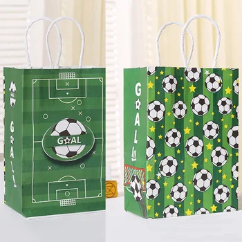 21 * 15 * 8cm Futbol Tema Kağıt hediye çantası Festivali Kağıt Torba Kolları İle Bebek Duş Şeker Torbaları Çocuk Boys Doğum Günü Partisi Malzemeleri