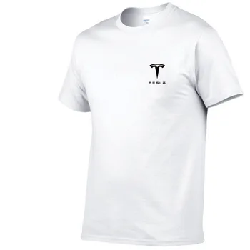 Yaz yeni sıcak satış marka tesla erkekler %100 % pamuklu tişört Erkekler Rahat Tesla Gömlek Kısa kollu Erkek Pamuklu Yumuşak kısa Gömlek