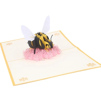 Arı Çiçek Tebrik Kartları El Yapımı Doğum Günü Düğün Davetiyesi 3D Pop Up Kart