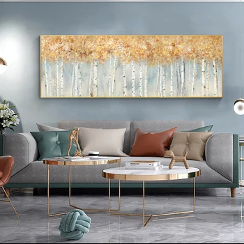 Büyük Boy Duvar Sanatı Boyama Soyut Altın Ağaçlar Tuval Resim Posterler ve Baskı Oturma Odası Ev Dekor Çerçevesiz ıçin Cuadros