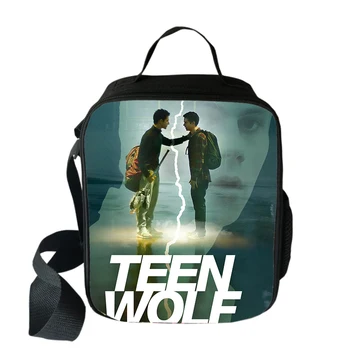 Teen Wolf Öğle Yemeği Çantası Erkek Kız Taşınabilir Termal Piknik Çantaları Çocuklar Öğrenci Seyahat Okul Gıda Saklama Torbaları yemek kabı