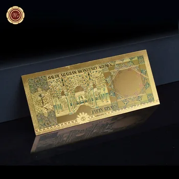 Suudi Ürünleri Renkli Suudi Arabistan Altın Folyo Banknot 20-500 Riyal Asya Sahte Para Ev Dekor Dekor Hediye Fikri koleksiyonu